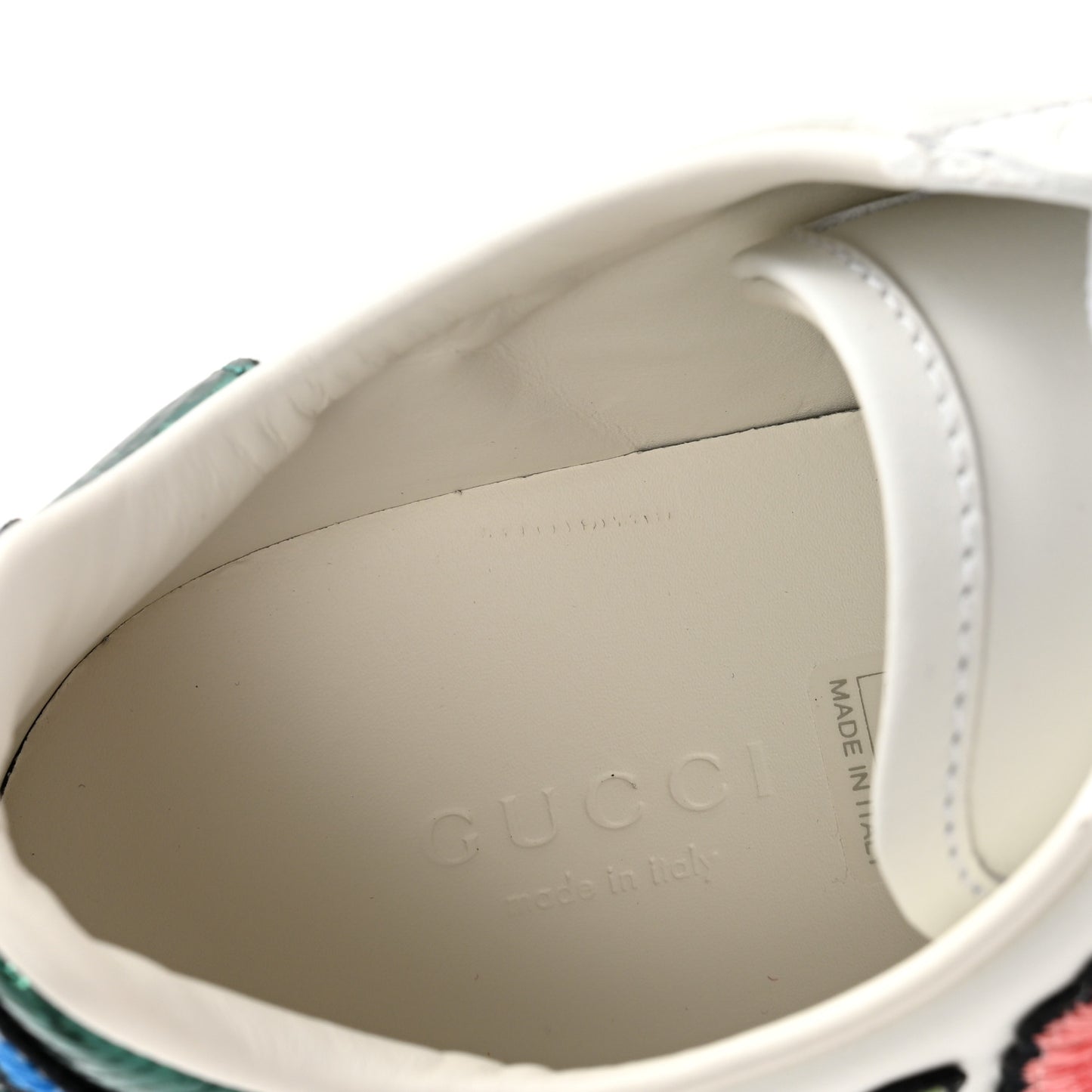 Calfskin Web Floral Embroidered Womens Ace Sneakers 36 White