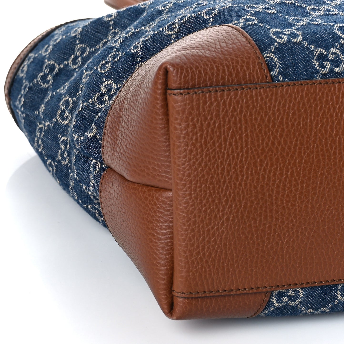 New Denim GG Monogram Medium Ophidia Shopping Tote Blue Tea Cuir