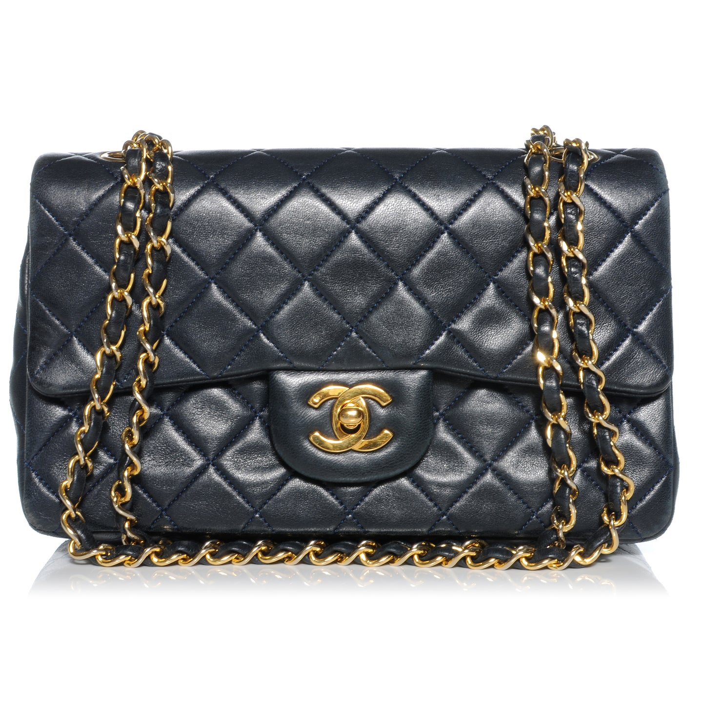 Lambskin Small Double Flap Navy