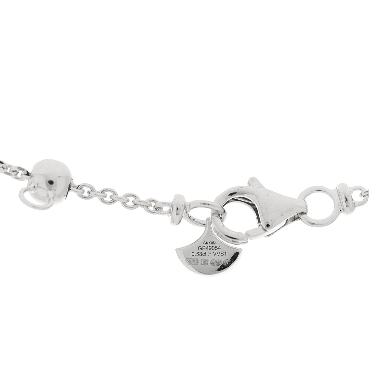 18K White Gold Diamond .58ct Laurence Graff Signature Solitaire Pendant Necklace