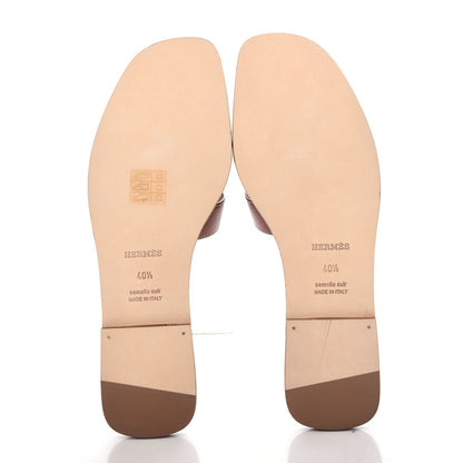 Hermes Box Calfskin Oran Sandals 40.5 Gold 6 of 11