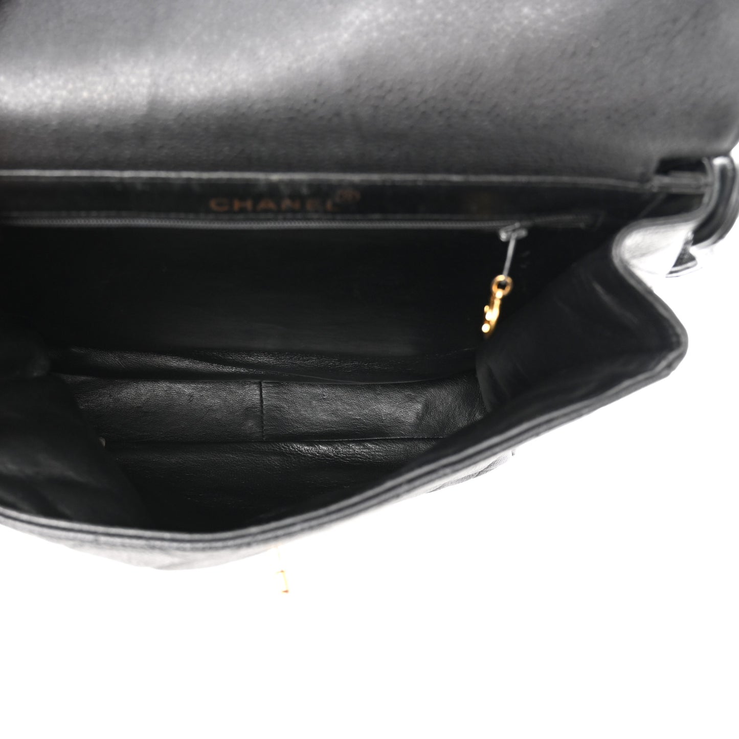 Caviar Quilted Medium Kelly Flap Black