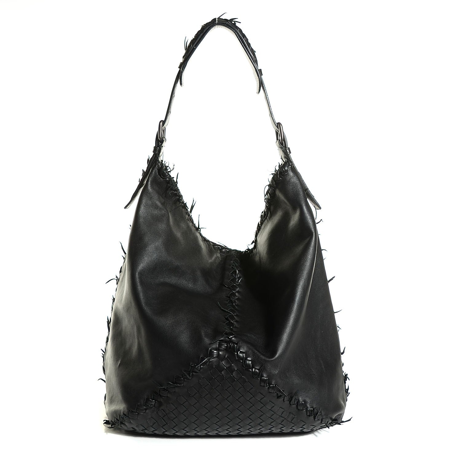 Bottega Veneta Nappa Intrecciato Large Fringe Shoulder Bag Nero Black 1 of 8