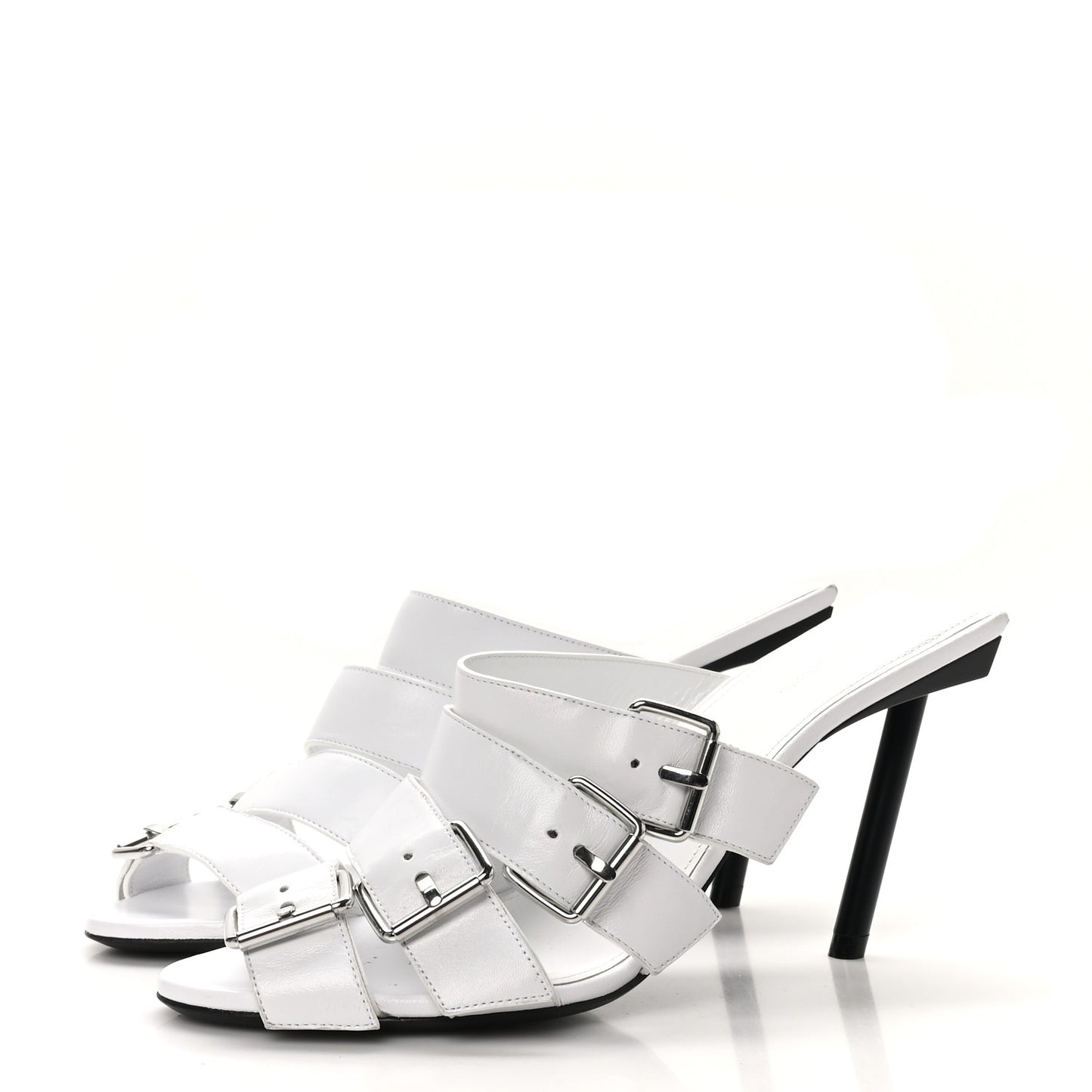 Shiny Sheepskin Bluckle K 80mm Sandals 38 White