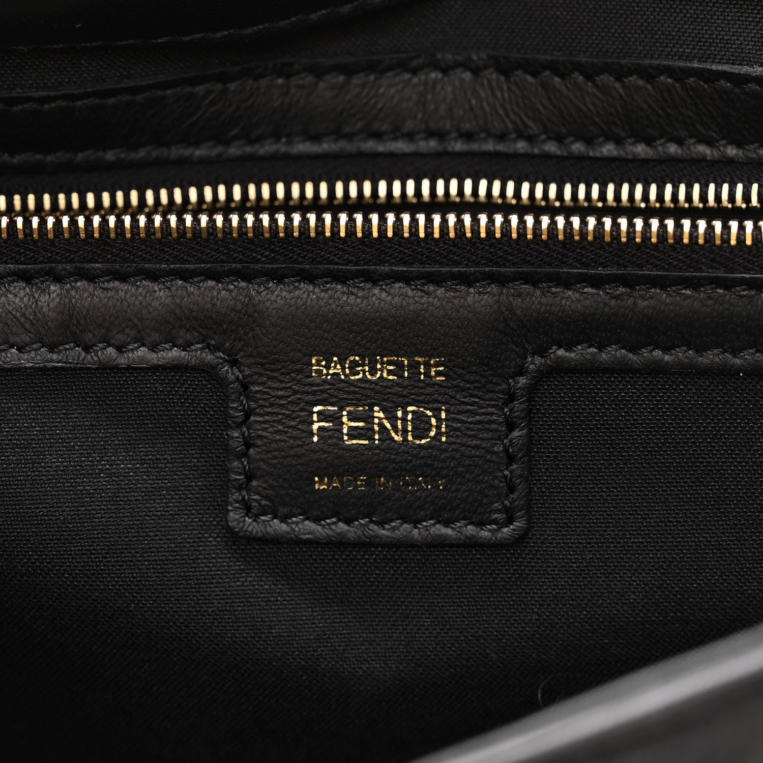 Fendi Nappa FF 1974 Embossed Large Baguette Black 6 of 10