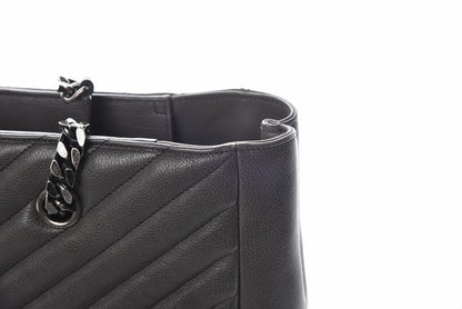 Saint Laurent Sheepskin Matelasse Chevron Large Monogram Shopping Bag Light Coal 17 of 22