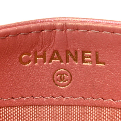 Chanel Iridescent Calfskin Quilted Chanel 19 Card Holder Pink 6 of 7