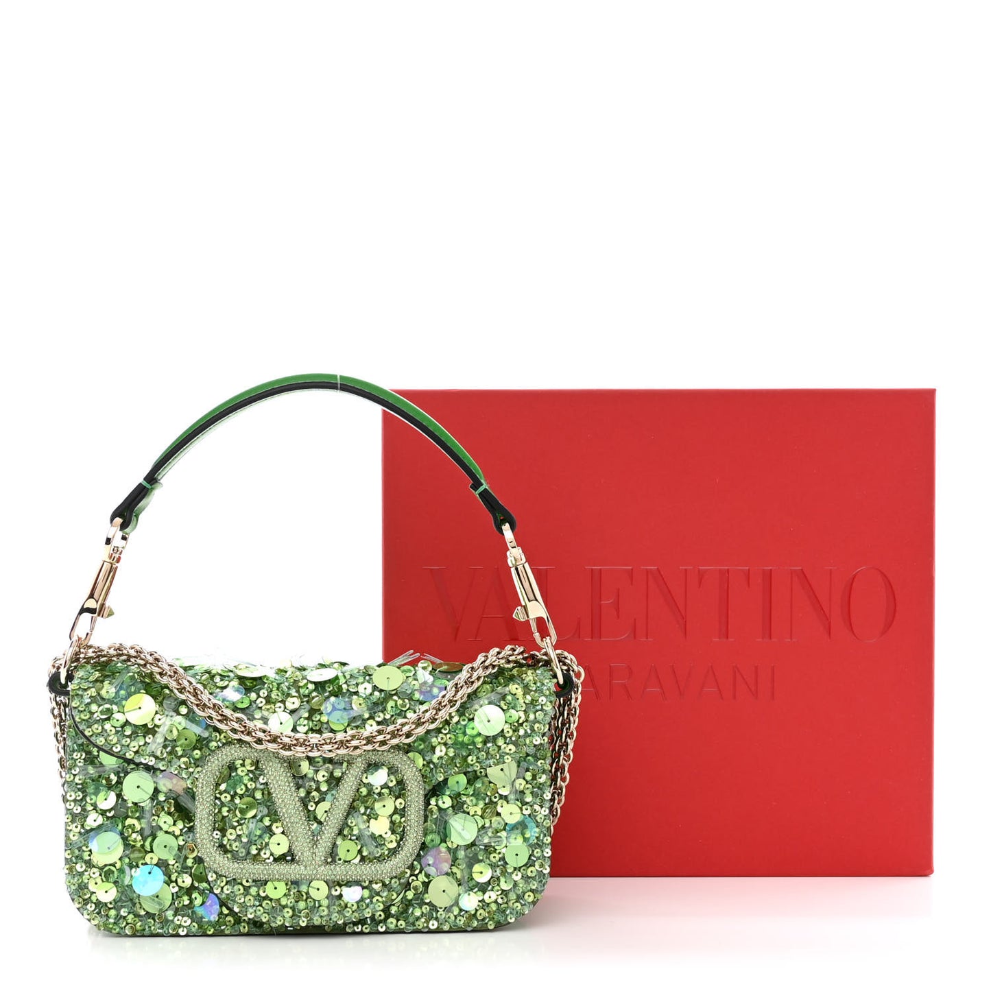 Sequin Crystal Vlogo Embroidered Small Loco Shoulder Bag Multicolor