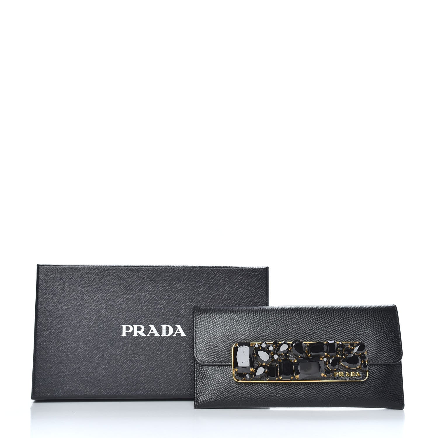 Prada Saffiano Stones Continental Wallet Black 8 of 8