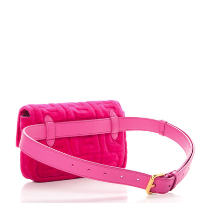 Fendi Velvet FF Embossed Hip Belt Baguette Bag Fuxia 4 of 13