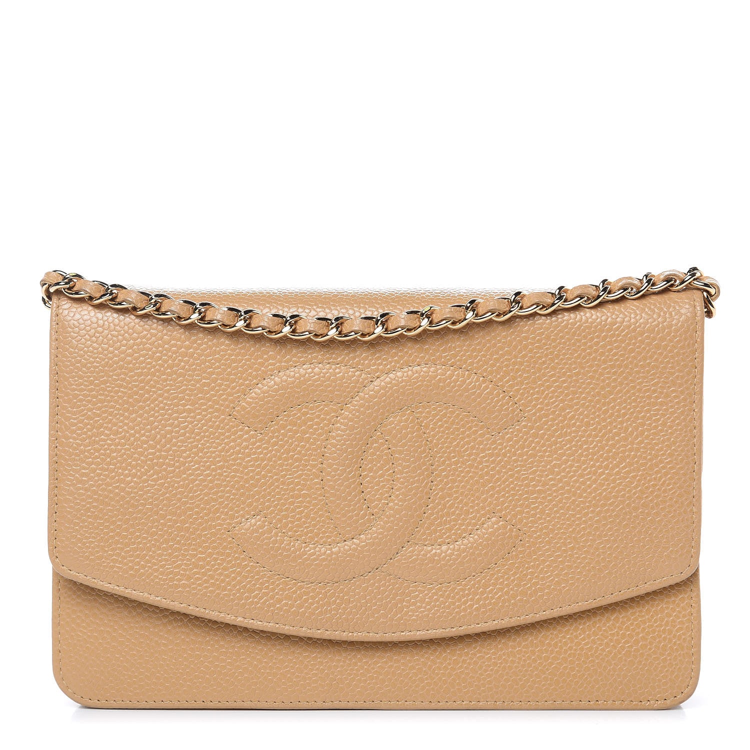 Chanel Caviar Timeless CC Wallet On Chain WOC Beige 1 of 14