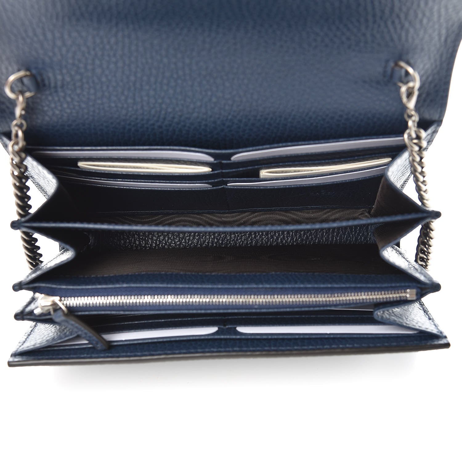Gucci Dollar Calfskin Crystal Mini Dionysus Chain Wallet Blue Agata Black Diamond 7 of 10