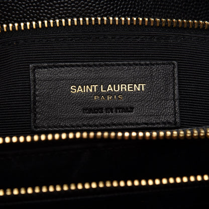 Saint Laurent Grain De Poudre Matelasse Chevron Monogram Shopping Bag Black 6 of 10