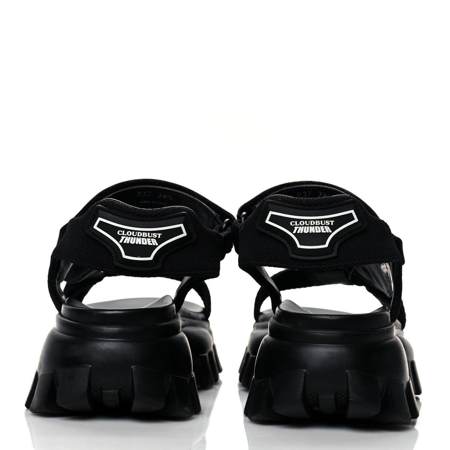 Prada Rubber Nylon Velcro Womens Cloudbust Thunder 50mm Sandals 38.5 Black 5 of 8