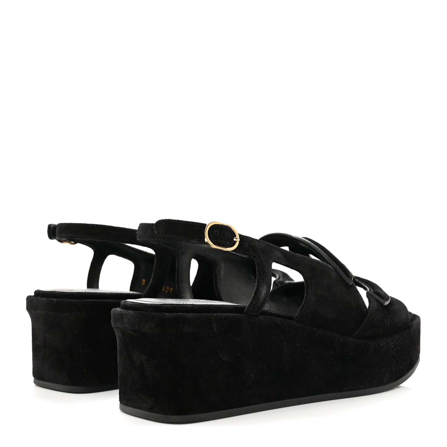 Suede Calfskin Platform CC Sandals 35 Black