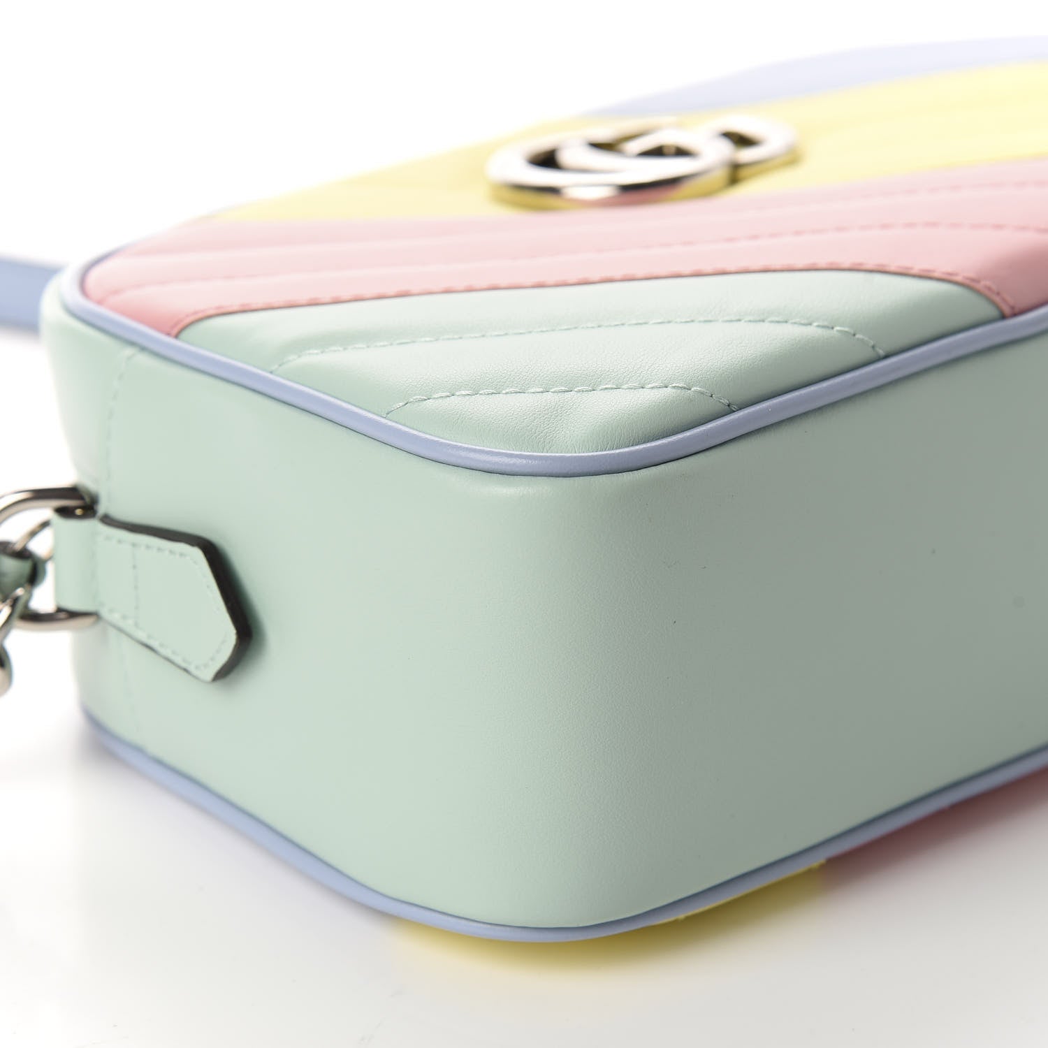 Gucci Calfskin Matelasse Diagonal Small GG Marmont Chain Shoulder Bag Multicolor Pastel 5 of 11