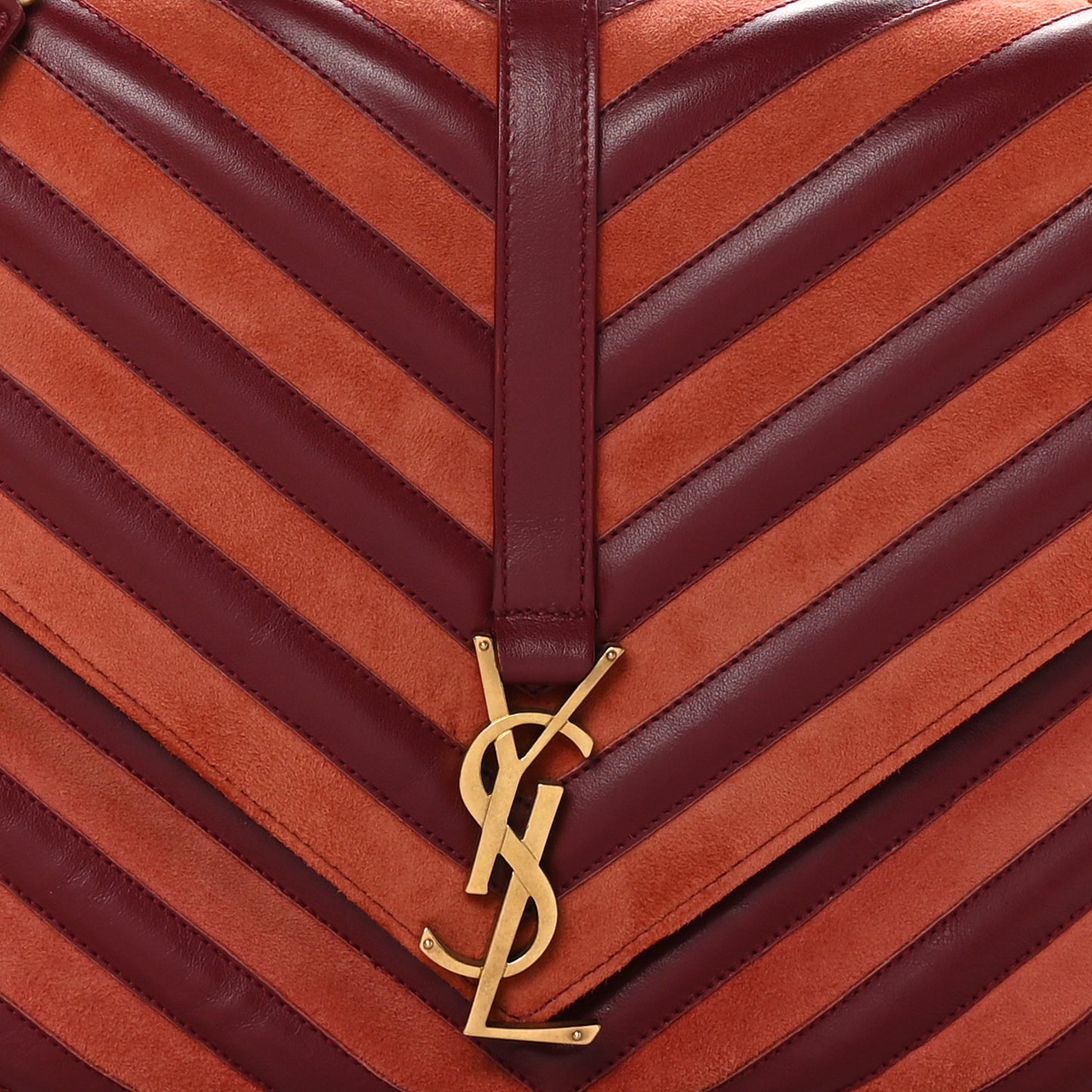 Calfskin Suede Matelasse Chevron Large Monogram College Bag Burgundy