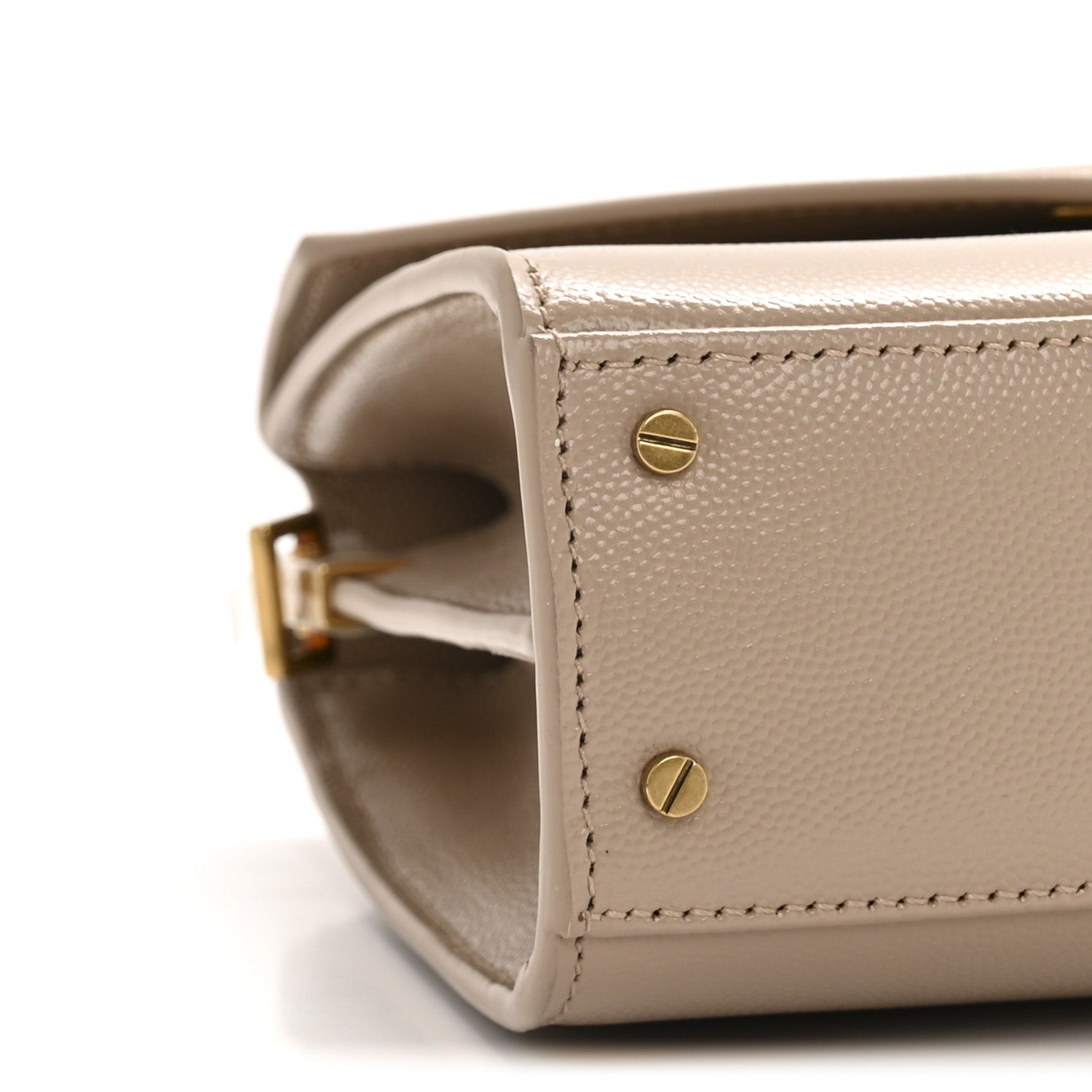 Saint Laurent Grain de Poudre Mini Classic Monogram Cassandra Top Handle Beige 9 of 11