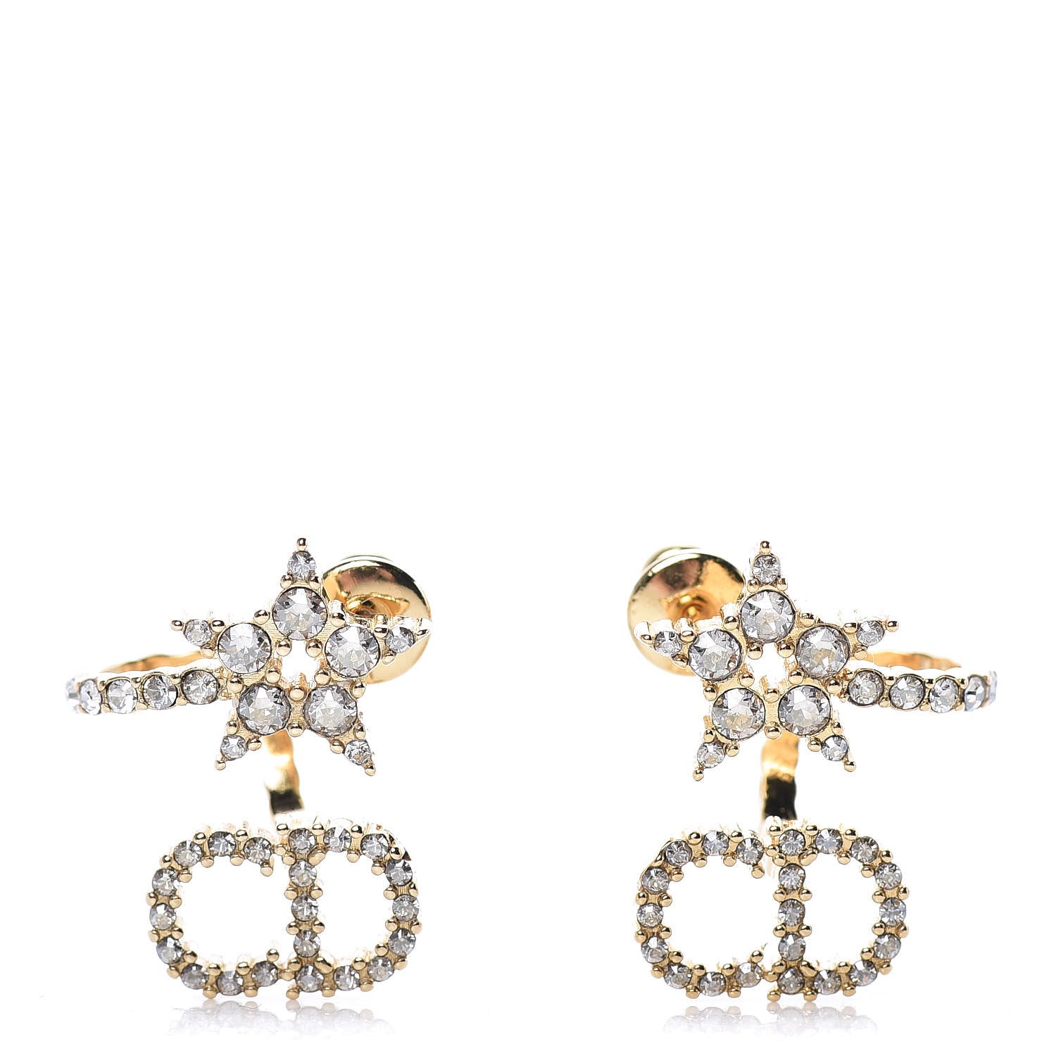 Christian Dior Crystal Clair D Lune Wrap Around Earrings Gold 1 of 5