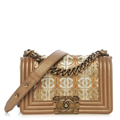Chanel Metallic Lambskin Small Golden CC Boy Flap Dark Gold 1 of 7