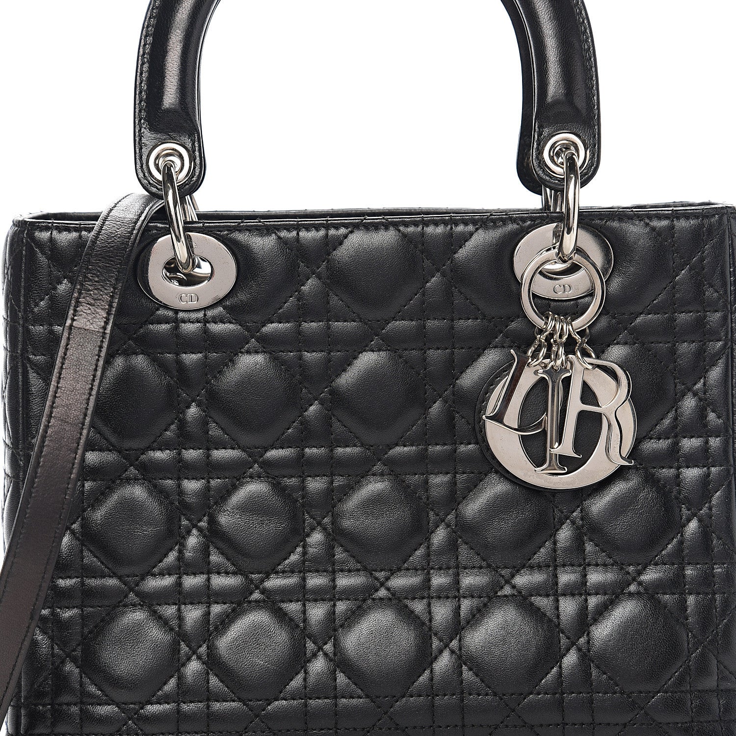 Christian Dior Lambskin Cannage Medium Lady Dior Black 8 of 10