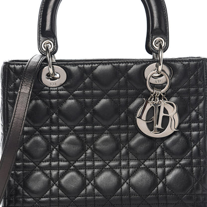 Christian Dior Lambskin Cannage Medium Lady Dior Black 8 of 10