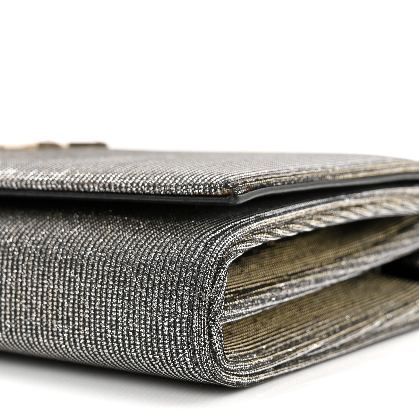 Grained Metallic Calfskin Monogram Chain Wallet