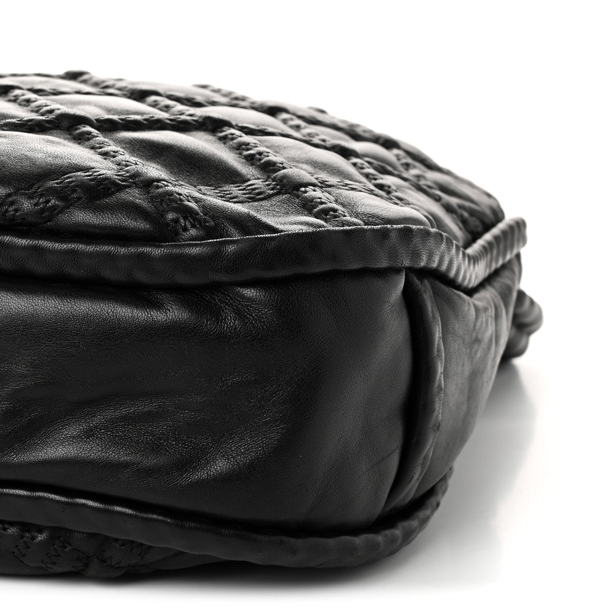 Lambskin Quilted Hidden Chain Hobo Black