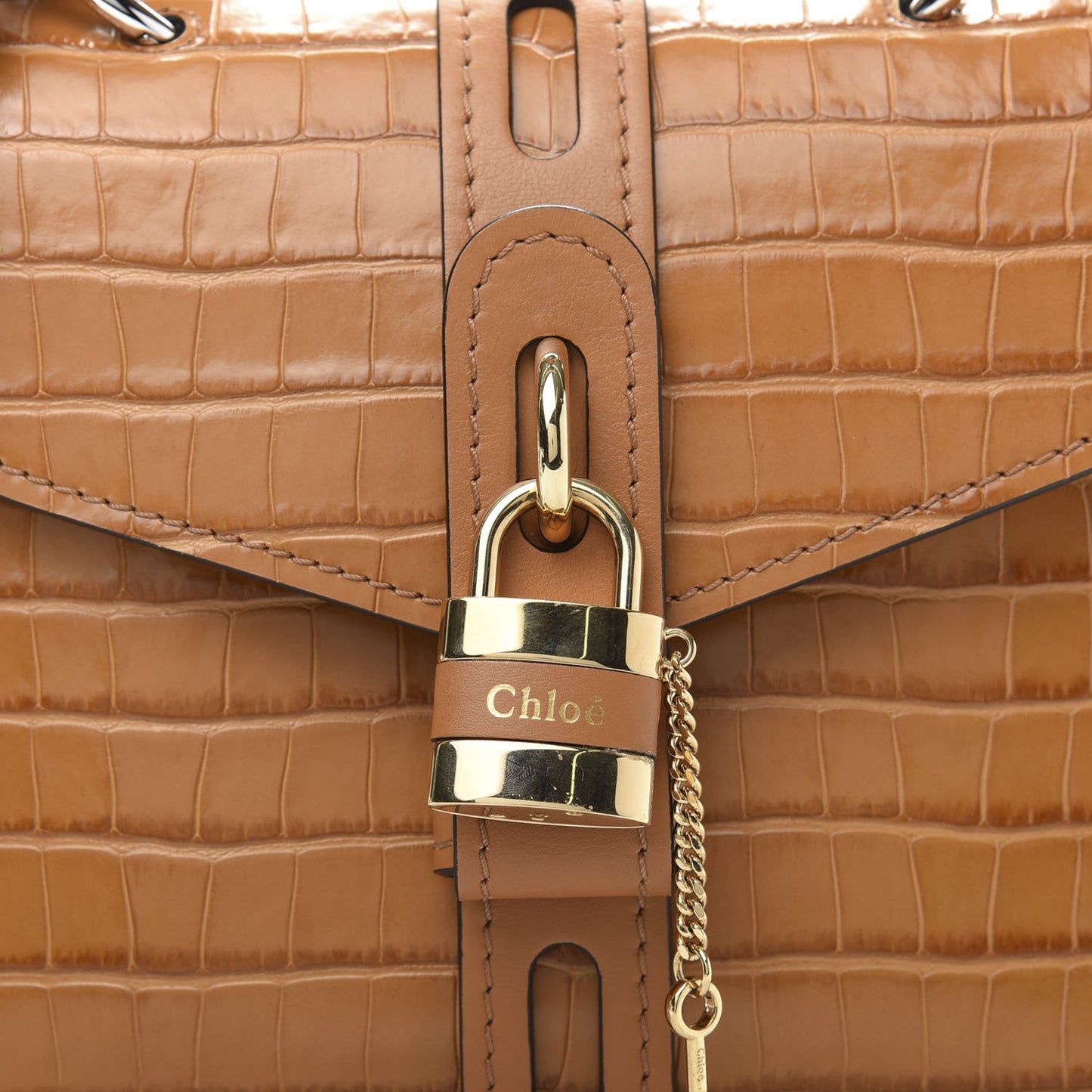 Calfskin Crocodile Embossed Small Aby Day Shoulder Bag Autumnal Brown