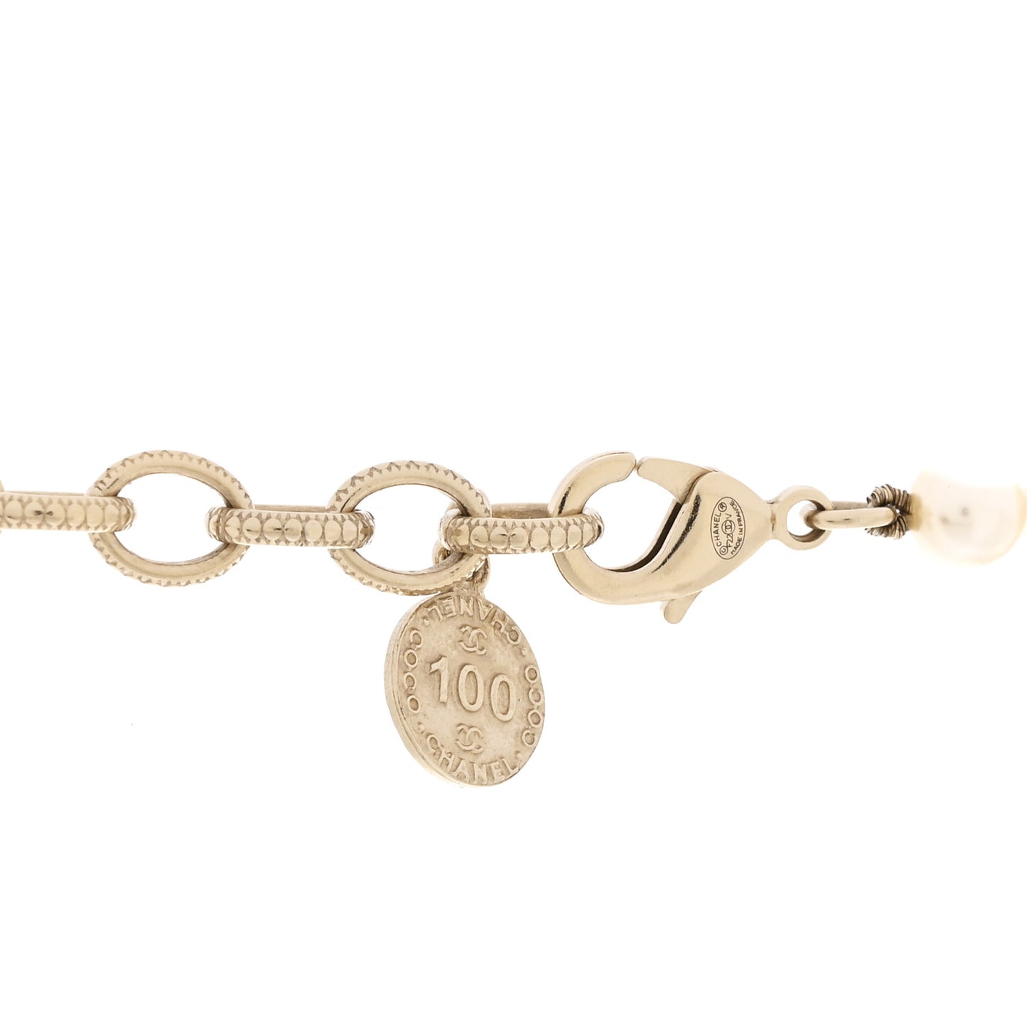 Pearl CC 100th Anniversary Necklace Light Gold
