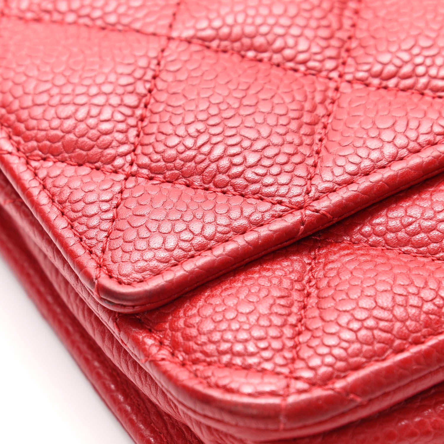 Chanel Caviar Quilted Wallet On Chain WOC Red 13 of 16