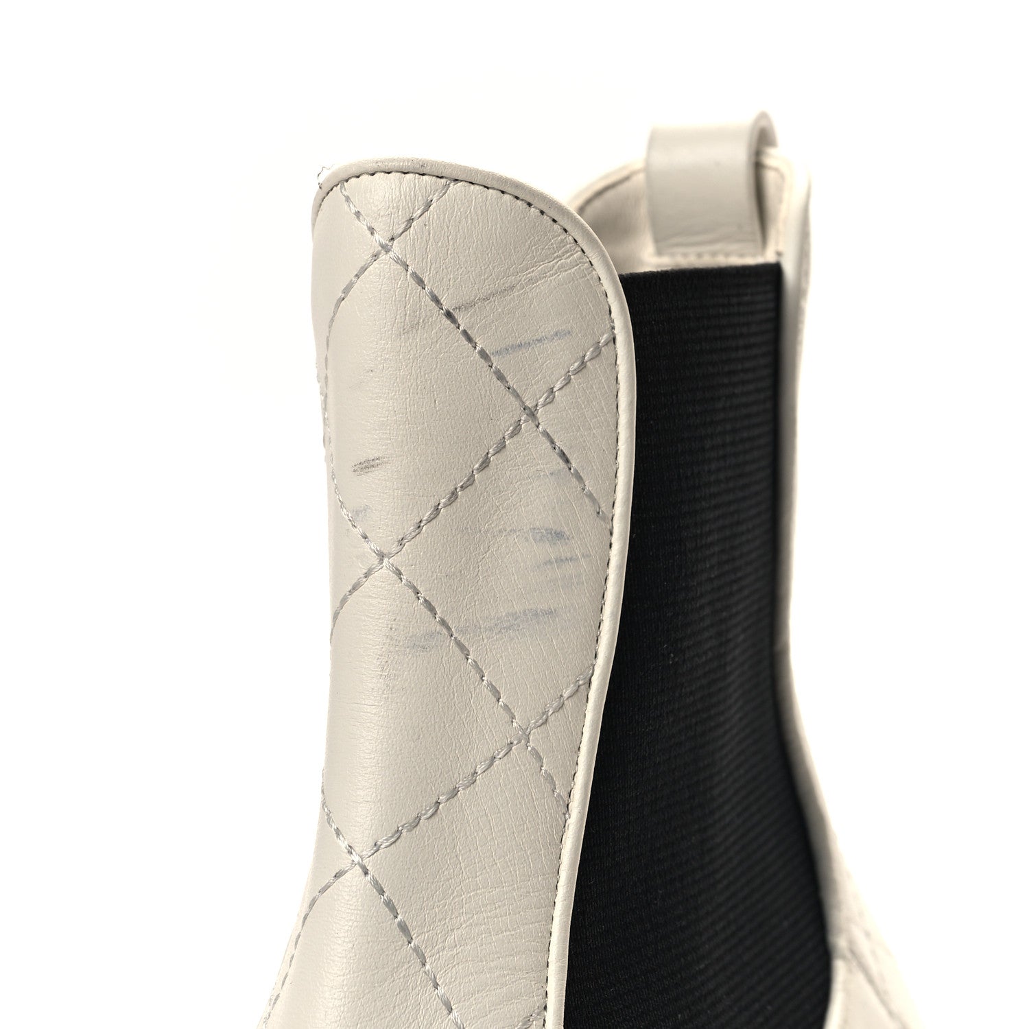 Chanel Calfskin Patent Cap Toe Quilted Short Boots 38 White Black 9 of 9