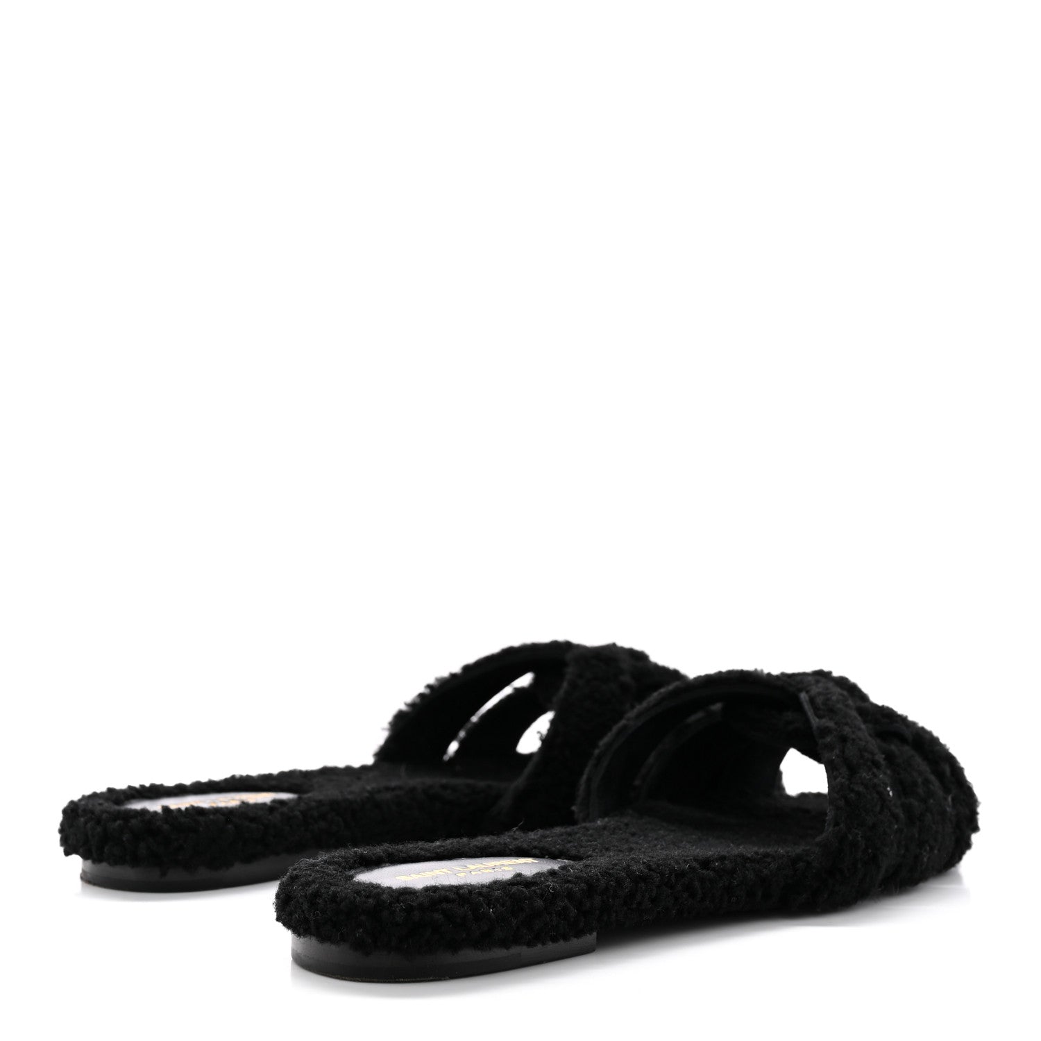 Saint Laurent Shearling Tribute Flat Mules 38.5 Black 4 of 13