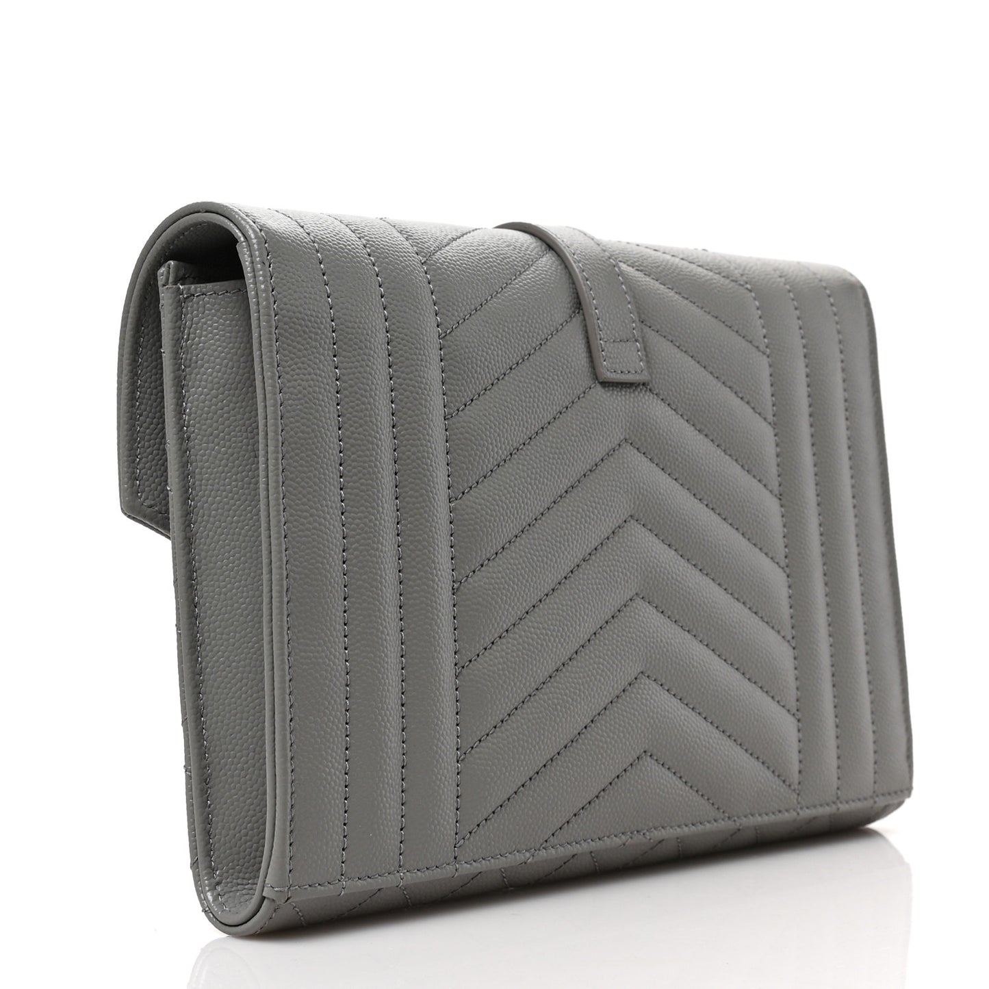 Grain De Poudre Textured Mixed Matelasse Triquilt Monogram Clutch Storm