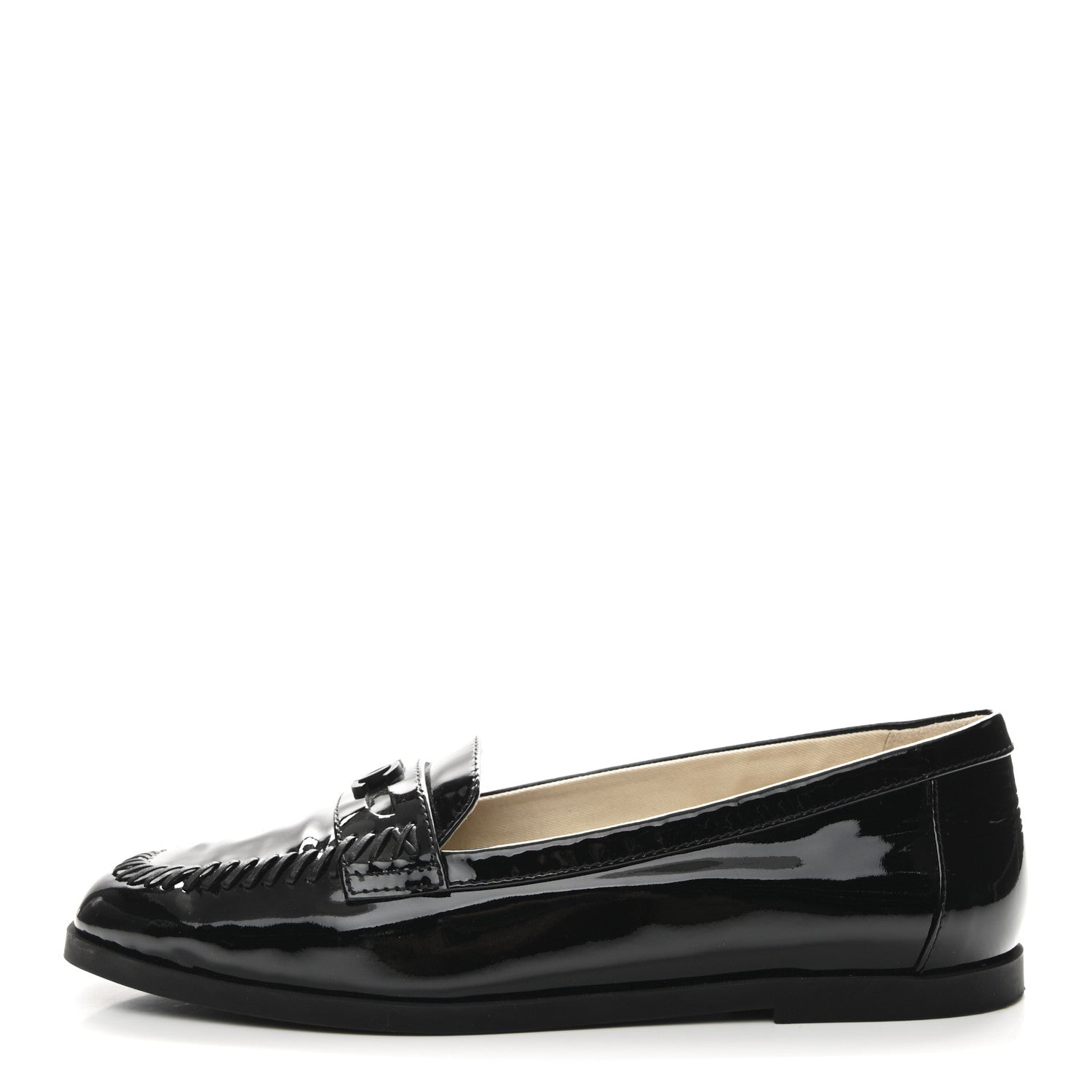 Chanel Patent CC Mocassin Loafers 38 Black 1 of 9