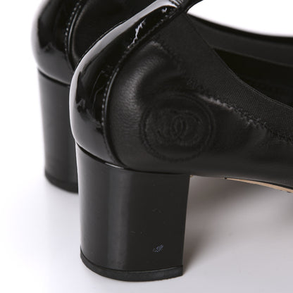 Chanel Lambskin Patent CC Elastic Pumps 36 Black 10 of 11