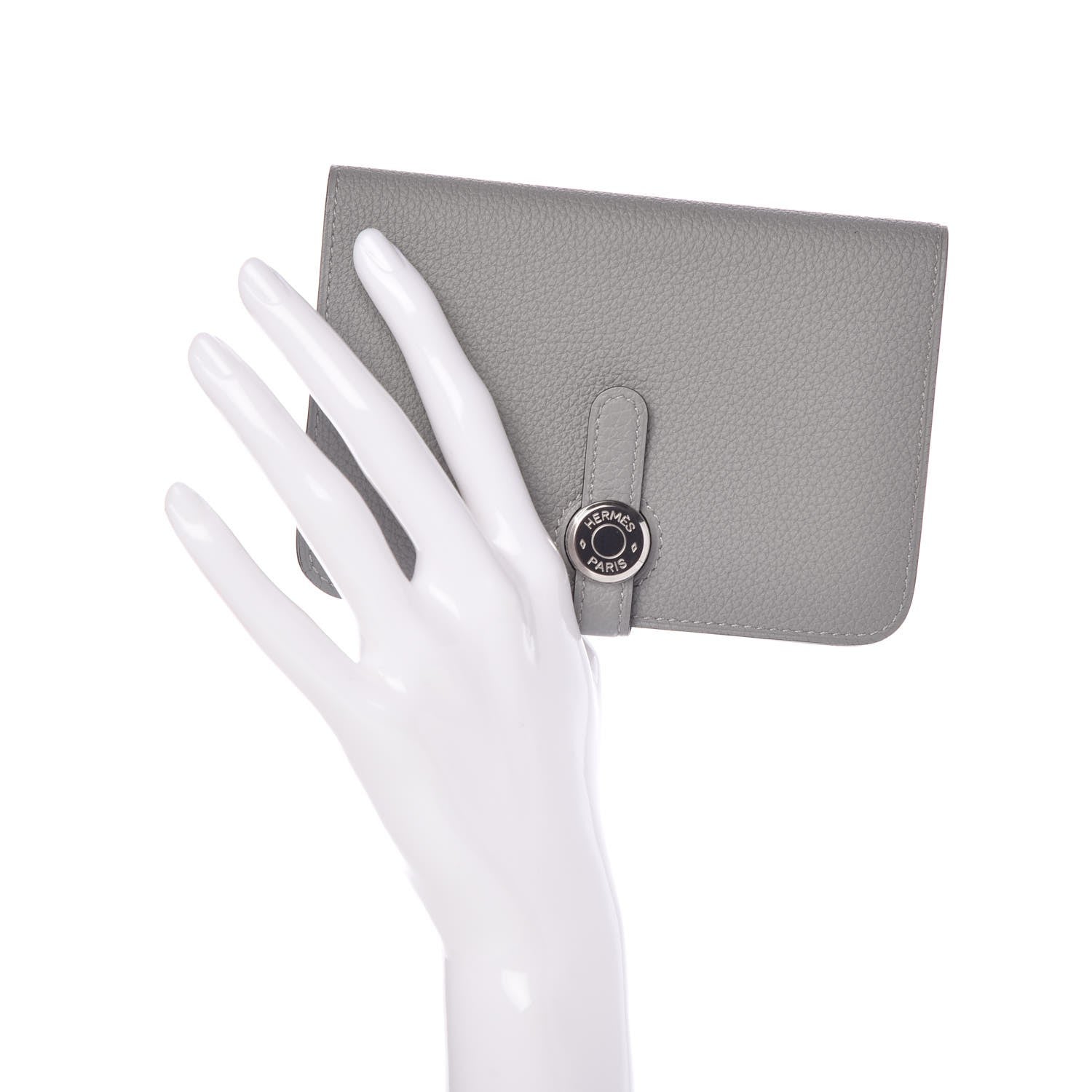 Hermes Togo Dogon Compact Wallet Gris Mouette 2 of 8