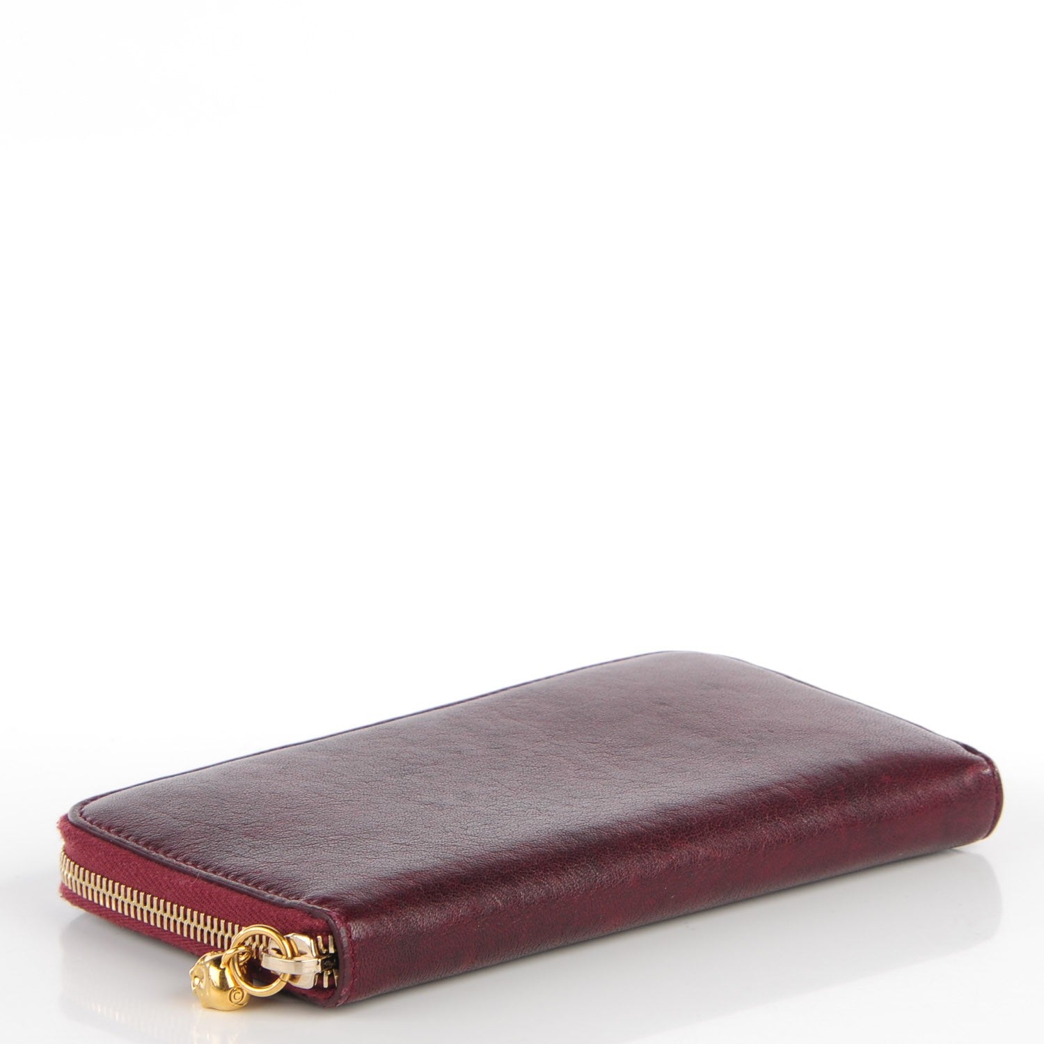 Alexander McQueen Lambskin Skull Continental Zip Wallet Burgundy 3 of 6