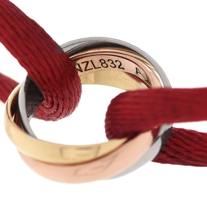 Cartier 18K Pink Yellow White Gold Trinity Cord Bracelet Red 8 of 10