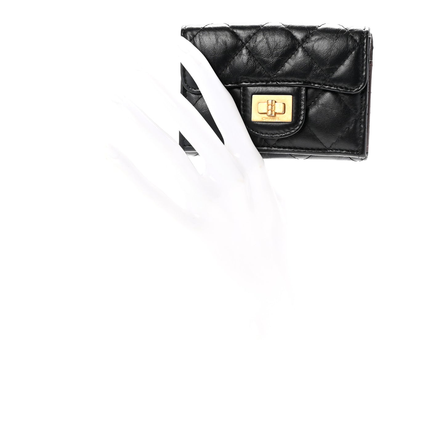 Aged Calfskin Quilted Reissue Compact Wallet Black