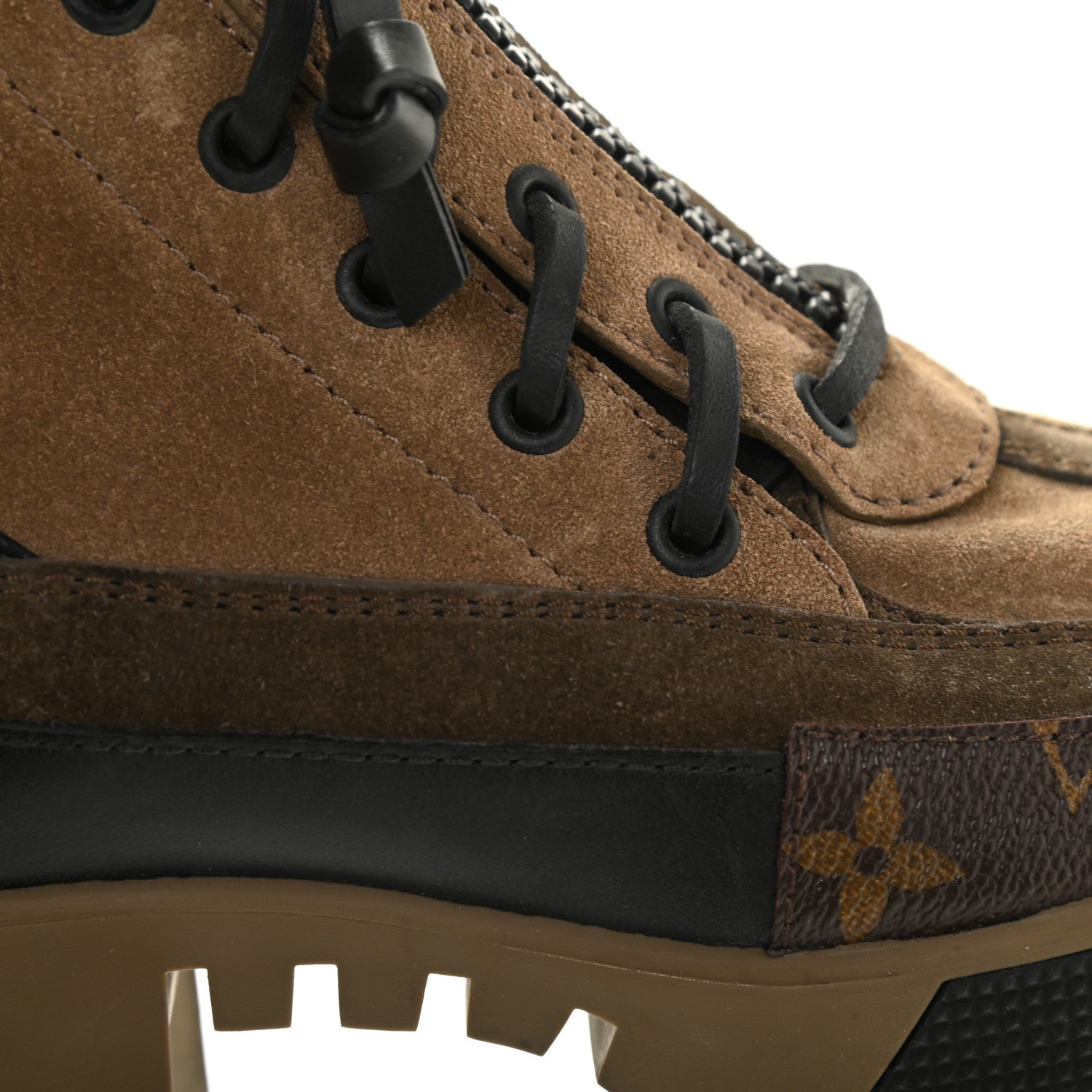 Louis Vuitton Suede Calfskin Monogram Laureate Platform Desert Boots 37 Taupe 9 of 11