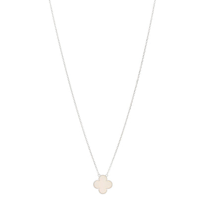 Van Cleef & Arpels 18K White Gold Mother of Pearl Vintage Alhambra Pendant Necklace 1 of 6