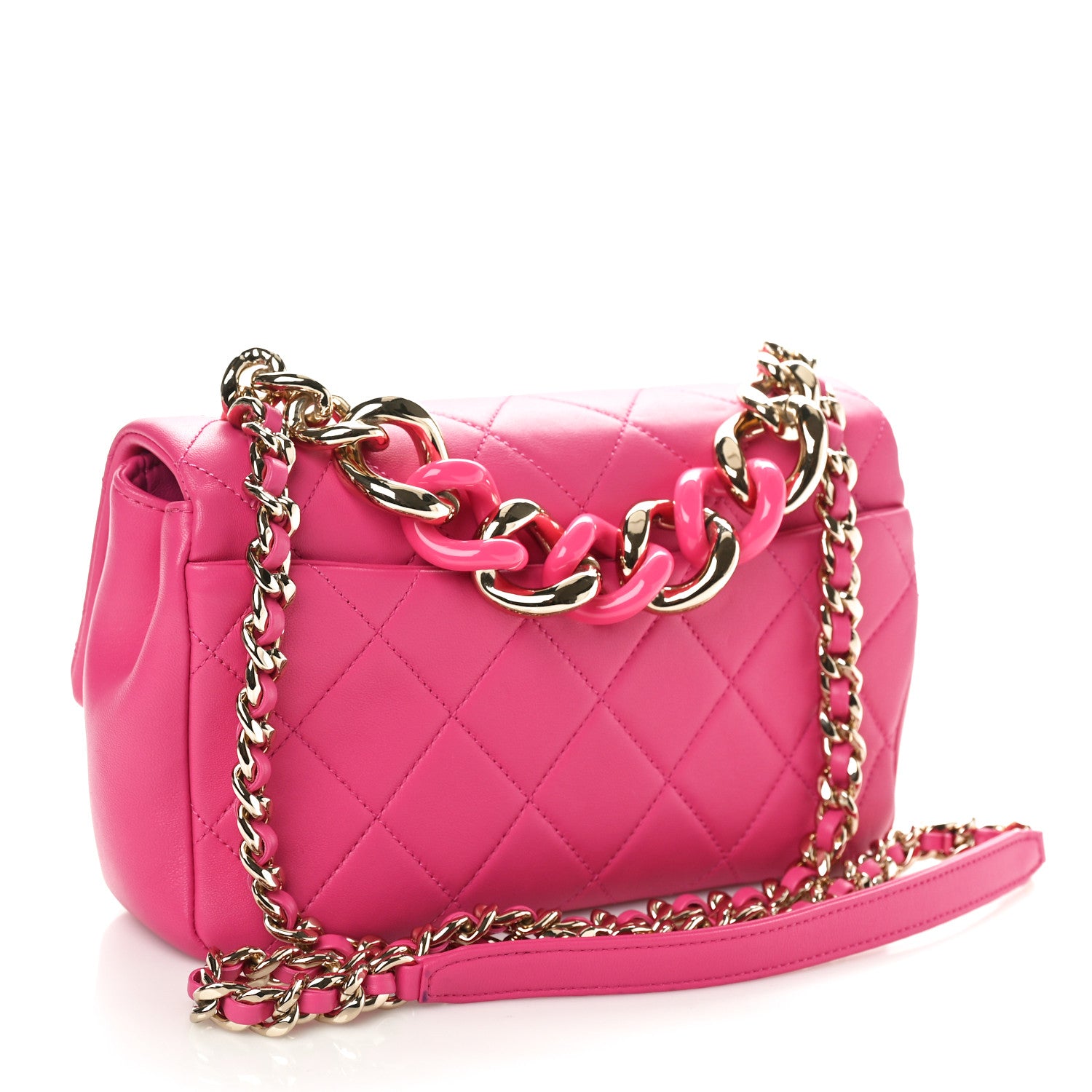 Chanel Lambskin Quilted Resin Bi-Color Chain Flap Bag Pink 2 of 12