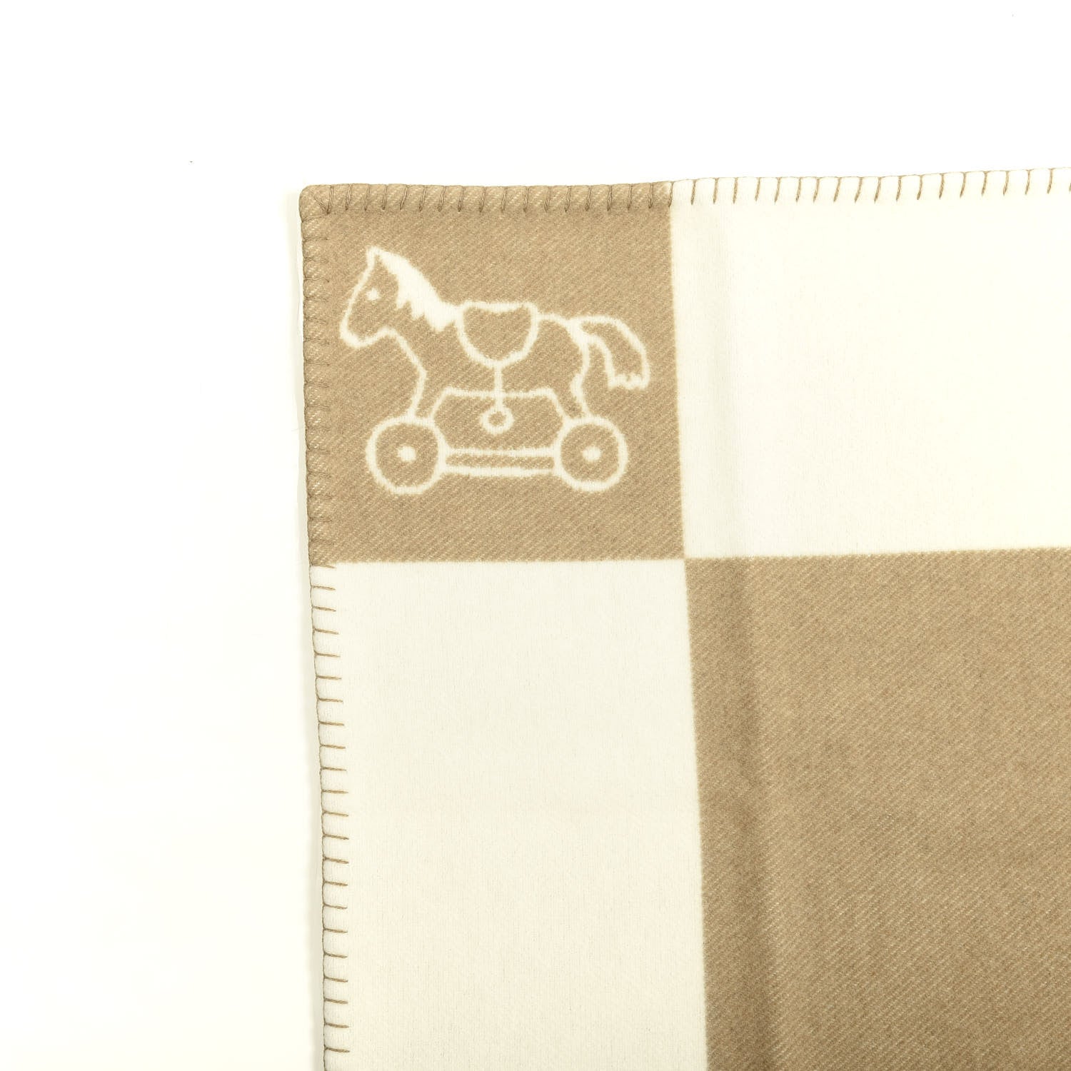 Hermes Wool Cashmere Adada Avalon Baby Blanket Noisette Moyen White 2 of 3