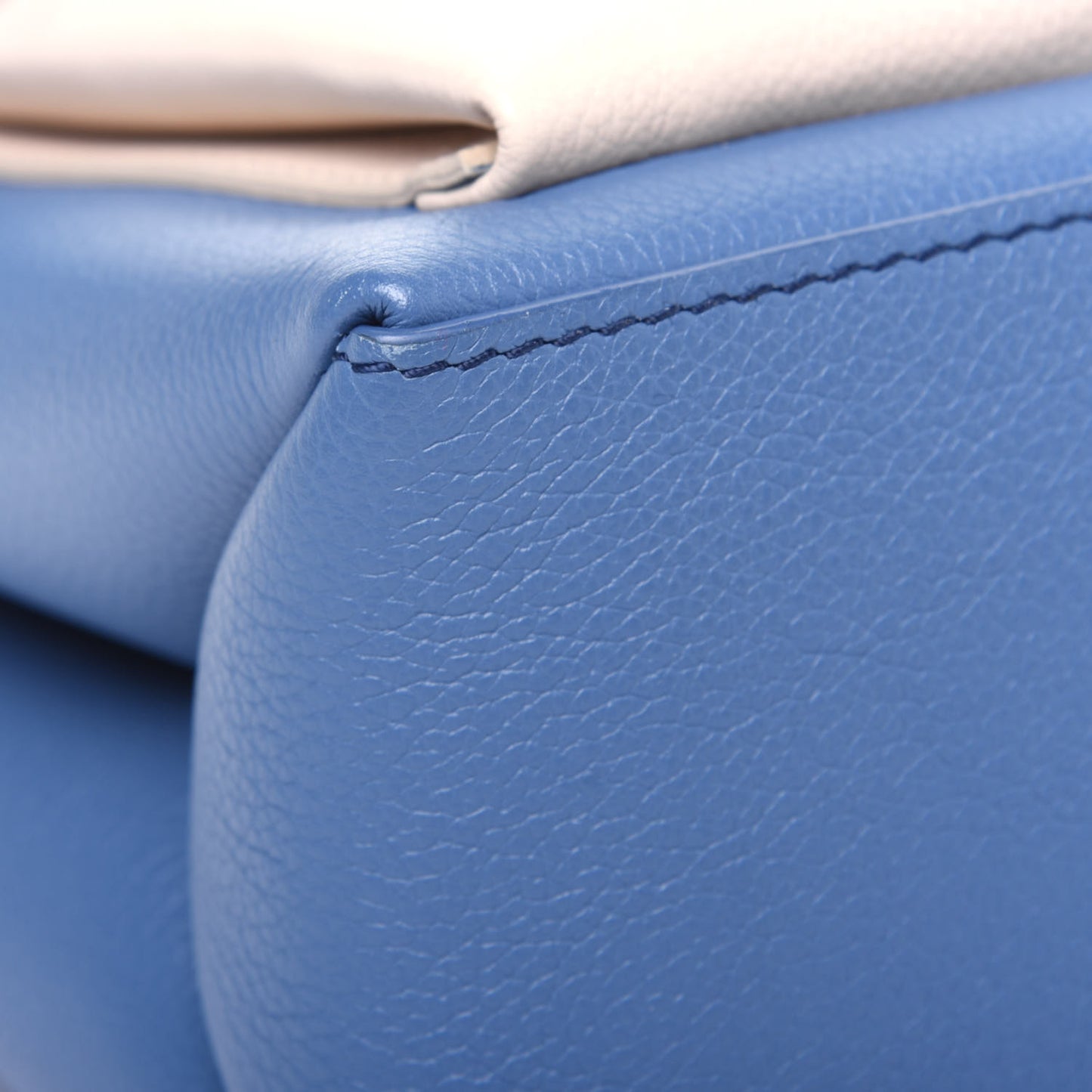 Soft Calfskin My Lockme Top Handle Blue Jean Creme