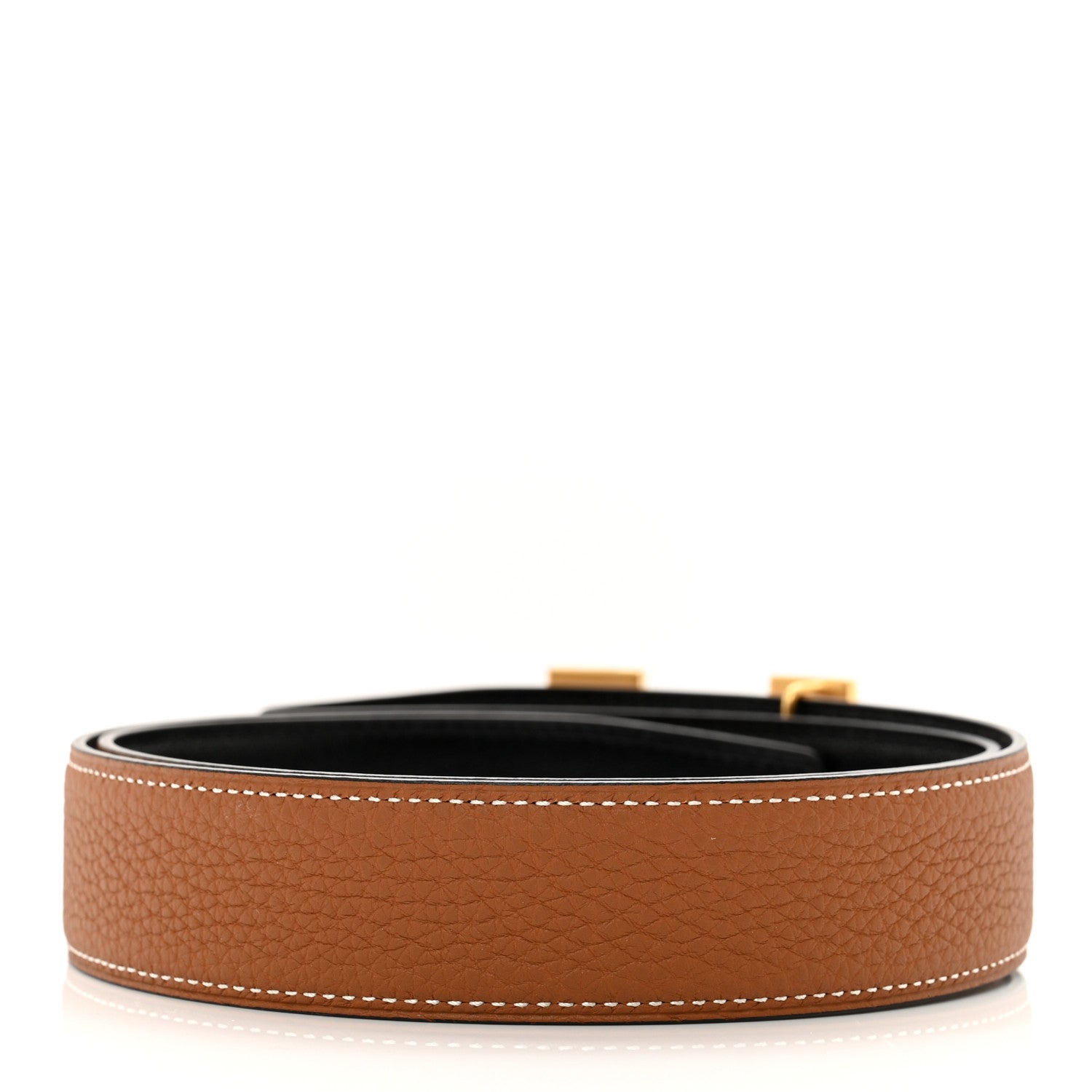 Hermes Box Togo 32mm H Belt 80/32 Black Gold 2 of 4