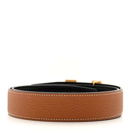 Hermes Box Togo 32mm H Belt 80/32 Black Gold 2 of 4