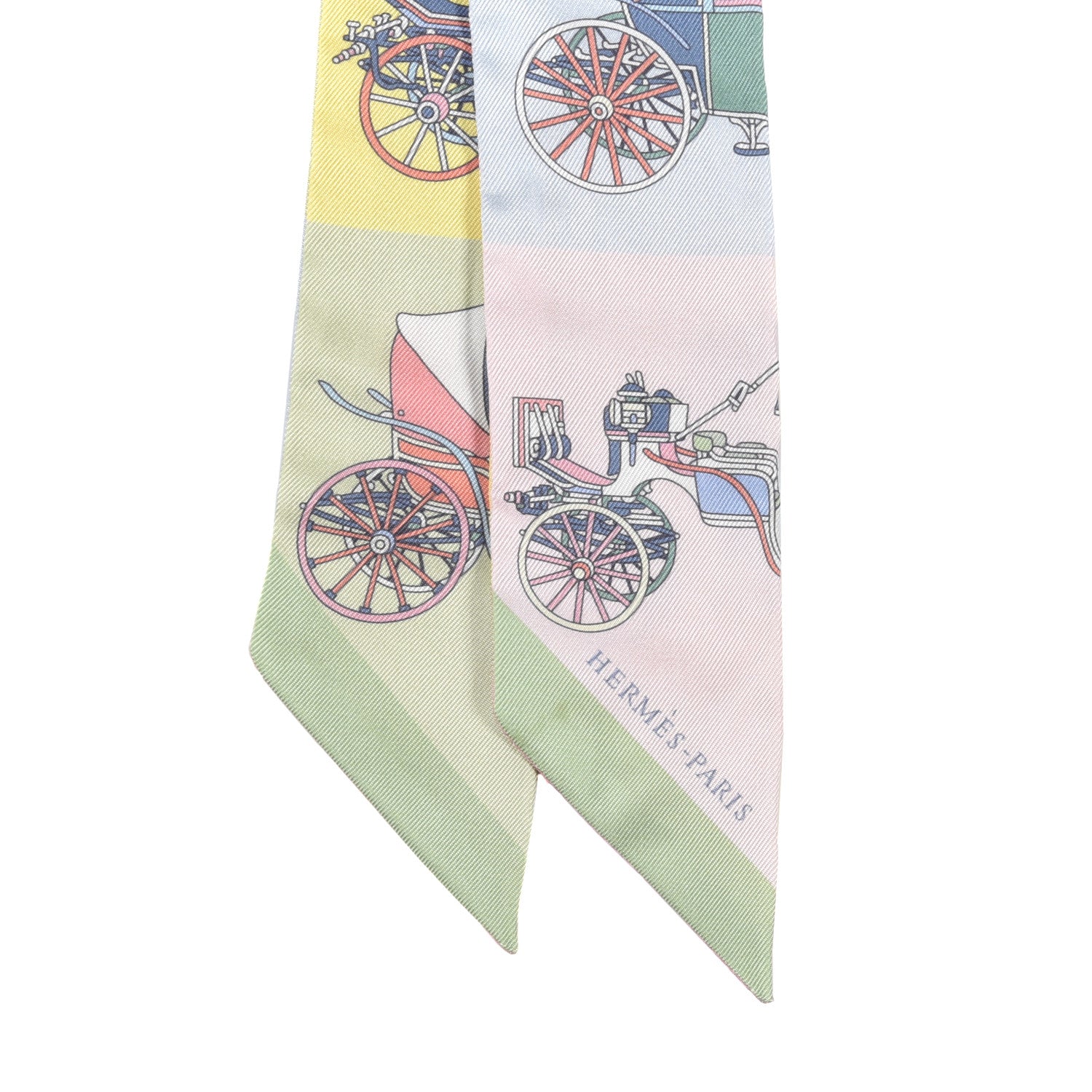 Hermes Silk Les Voitures Exquises Twilly Rose Pale Jaune Pale 2 of 4