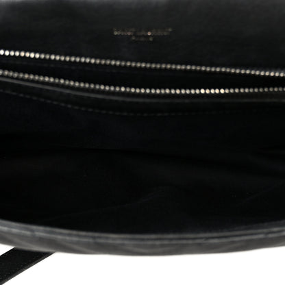 Saint Laurent Sheepskin Matelasse Chevron Monogram Large College Satchel Black 5 of 11