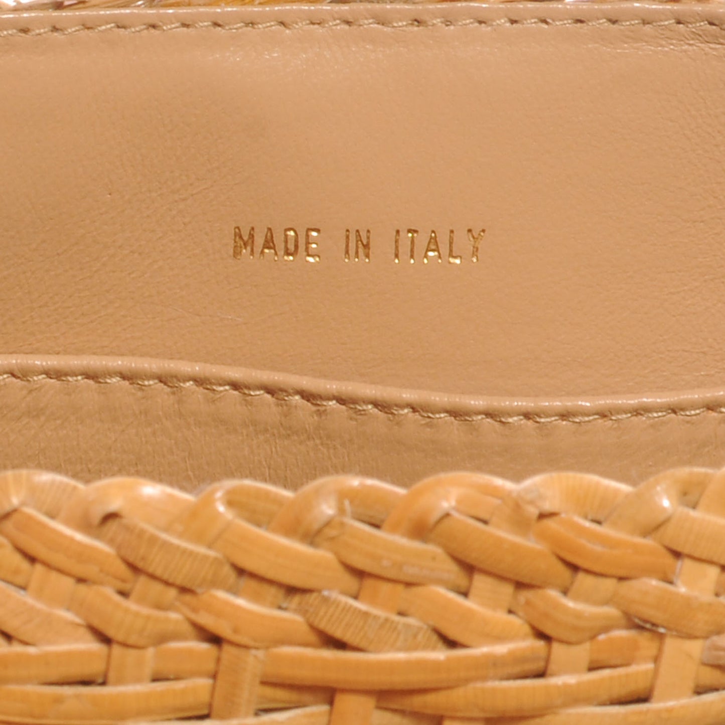 Lambskin Straw Shoulder Bag Beige